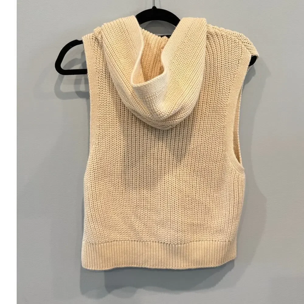 Pilcro Womens Sleeveless Knit Top Size XS Cream Beige Boho Beachy Hooded Classic - Picture 4 of 7